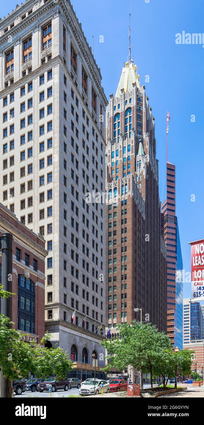 10 Light Street, ein Wahrzeichen Bürogebäude, wurde in Wohnungen umgewandelt. Ehemals Bank of America Building, Baltimore Trust Company Building. Stockfoto