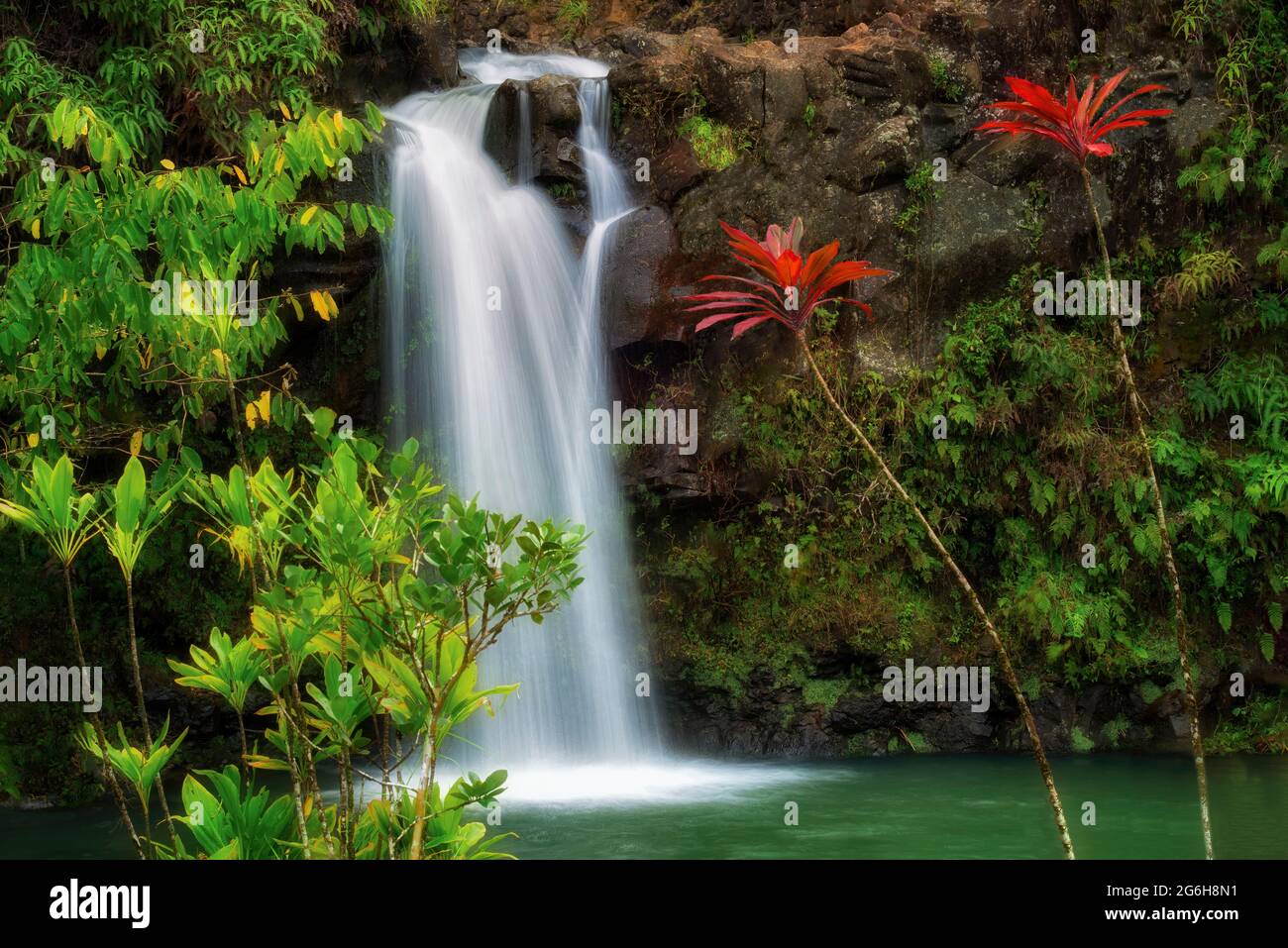 Wasserfälle bei Pua'A'Kaa Zustand Strecke. Maui, Hawaii. Stockfoto