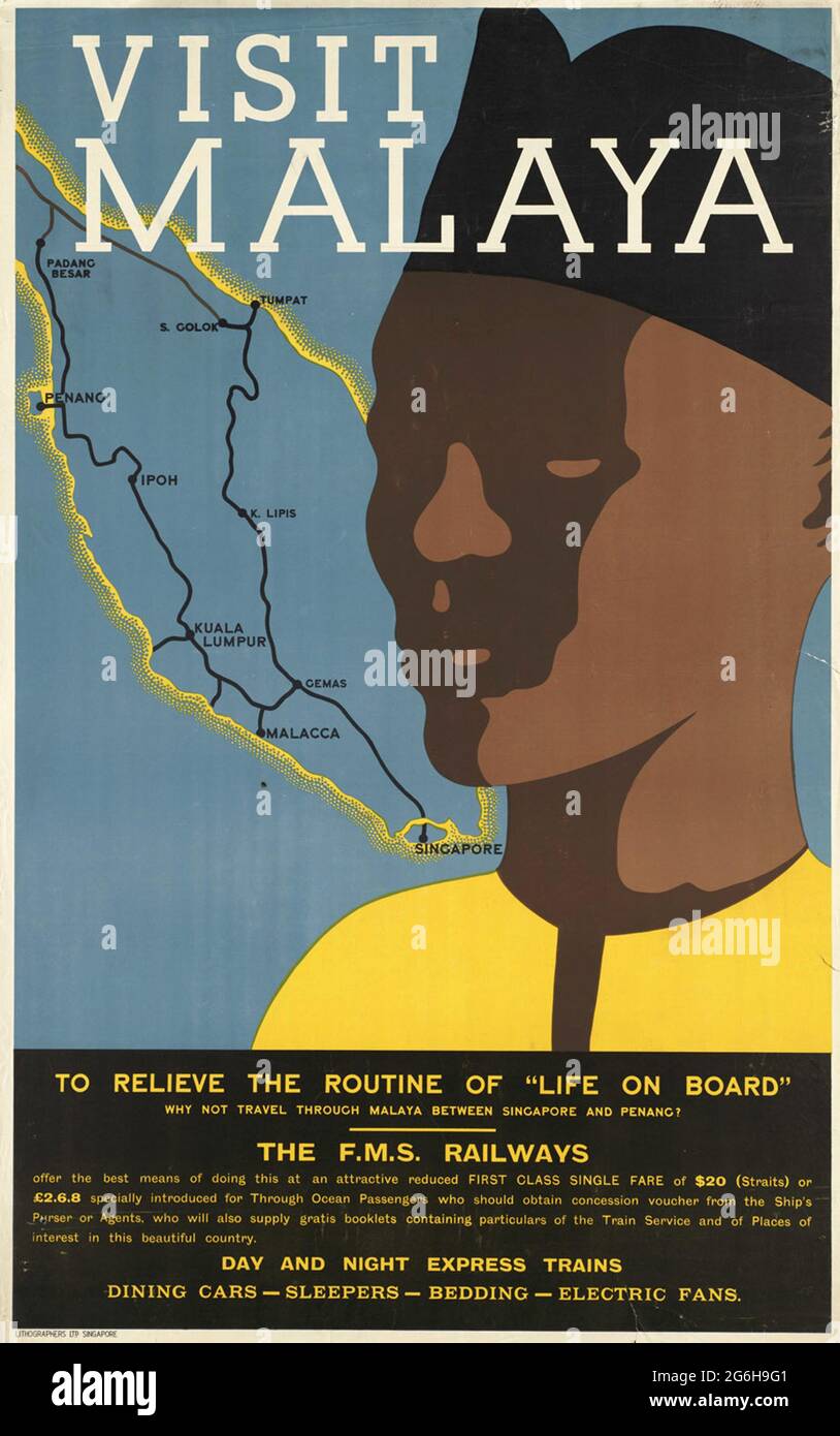 Ein Vintage-Reiseposter für Malaya Stockfoto