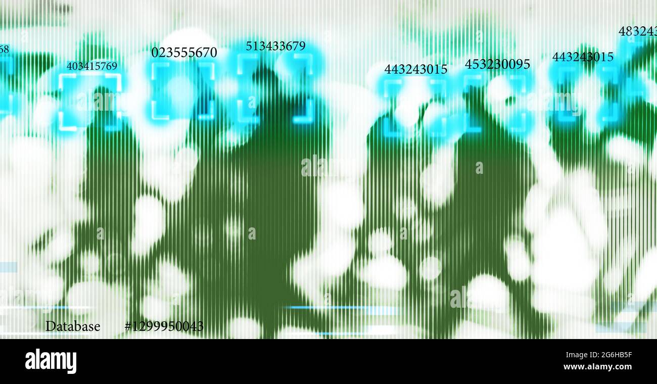 Gesichtserkennungstechnologie Konzept Abbildung: große Daten- und Sicherheit in der Stadt Stockfoto