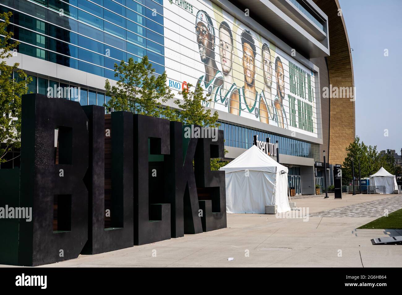 Milwaukee Bucks und Fiserv Forum Stockfoto