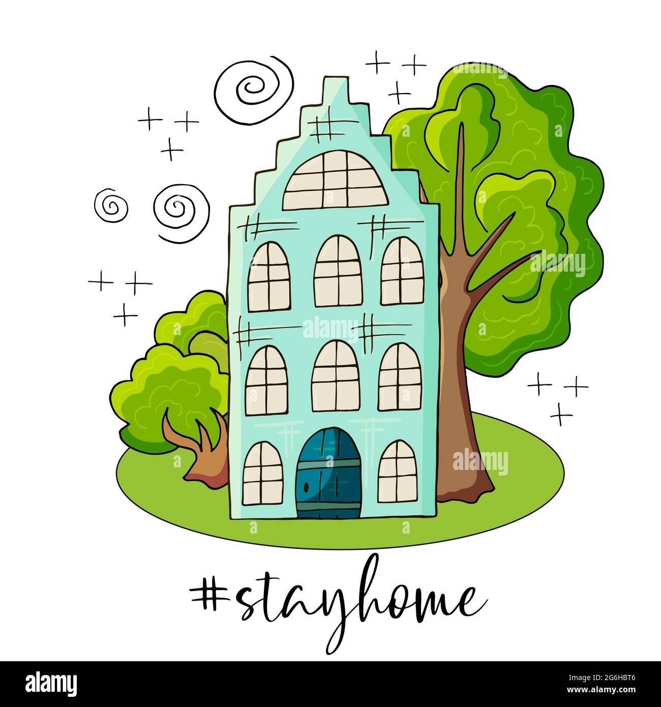 Kampagne „Stay at Home“ zur Sensibilisierung für soziale Medien zur Prävention von Coronaviren (COVID-19). Hashtag und Text bleiben zu Hause. Lifestyle-Aktivität, die Sie bei h tun können Stock Vektor