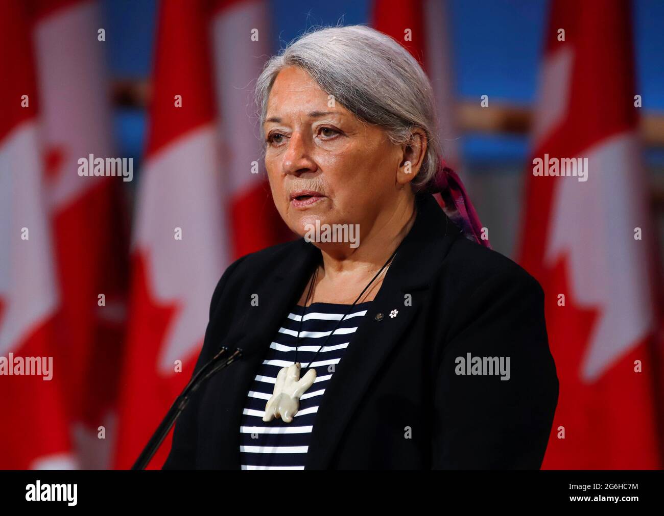 Mary Simon nimmt an einer Pressekonferenz Teil, auf der sie am 6. Juli 2021 als nächste Generalgouverneurin von Kanada in Gatineau, Quebec, Kanada, bekannt gegeben wird. REUTERS/Patrick Doyle Stockfoto