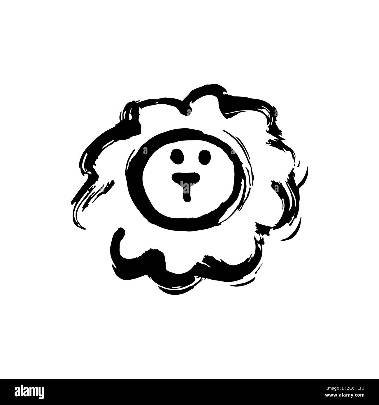 Handzeichnung Farbe, Pinselzeichnung. Isoliert auf weißem Hintergrund. Symbol für den Doodle-Grunge-Stil. Dekorativ. Umriss, Liniensymbol, Cartoon-Illustration. Lio Stock Vektor