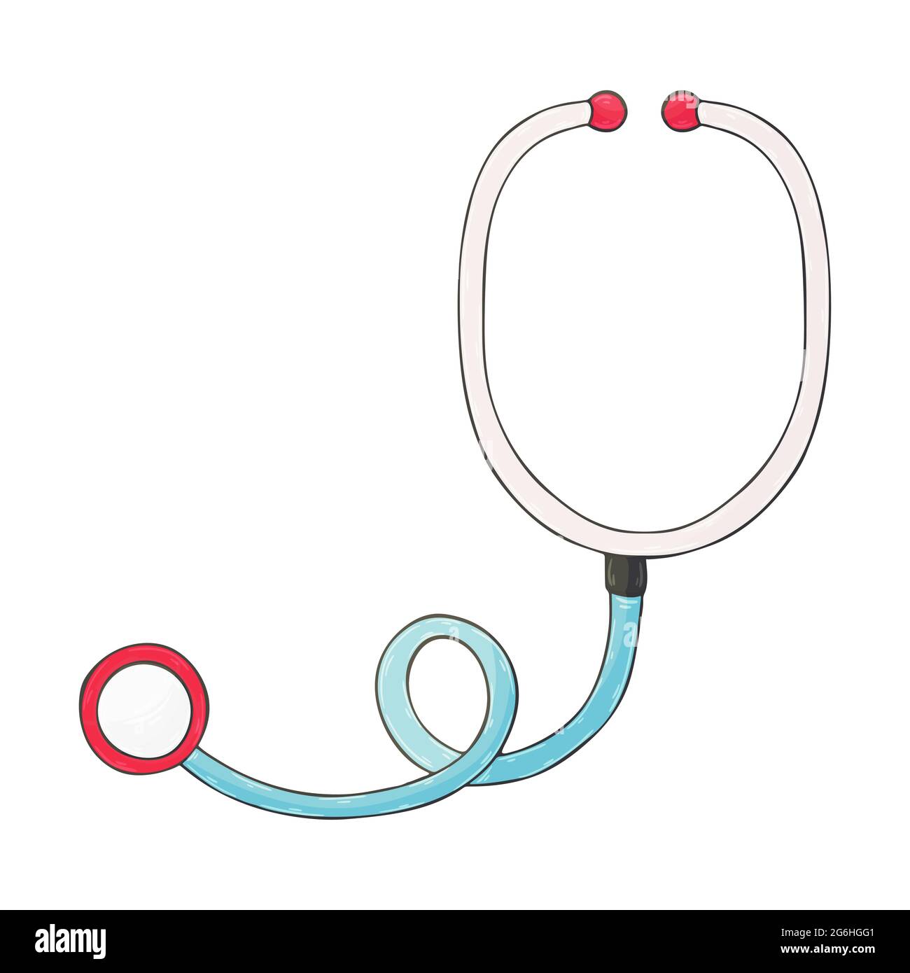 Medizinisches Symbol. Vektorgrafik im Handzeichnen-Stil. Bild auf weißem Hintergrund isoliert. Medizinisches Gerät. Stethoskop Stock Vektor