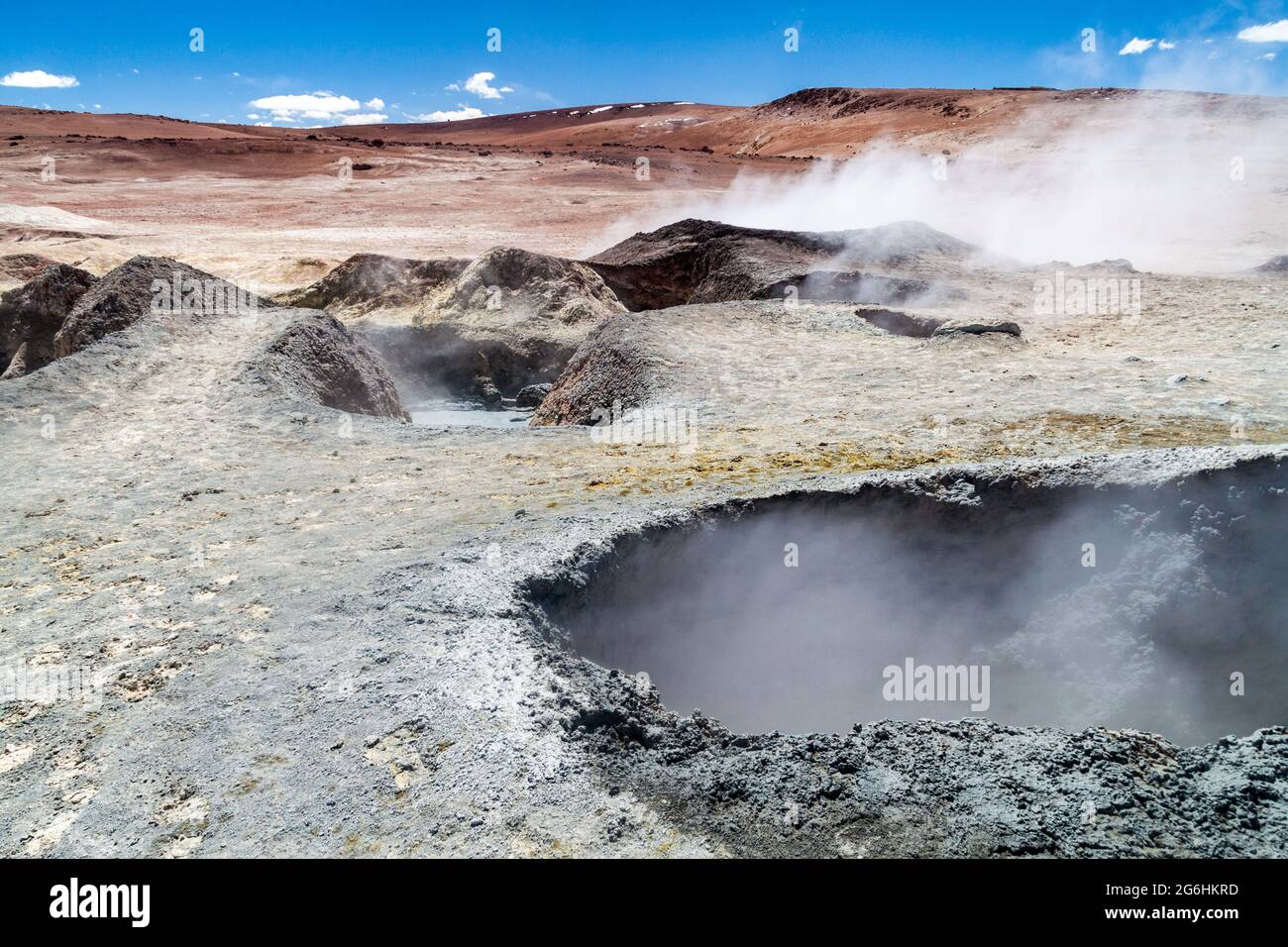 Geyser-Becken Sol de Manana, Bolivien Stockfoto