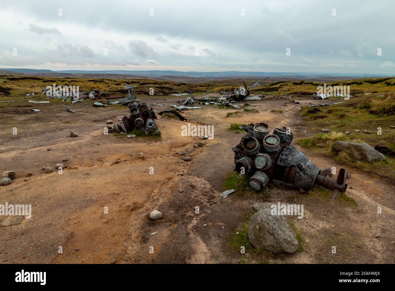 B29 ÜBERBELICHTETE Absturzstelle im Peak District England Stockfoto