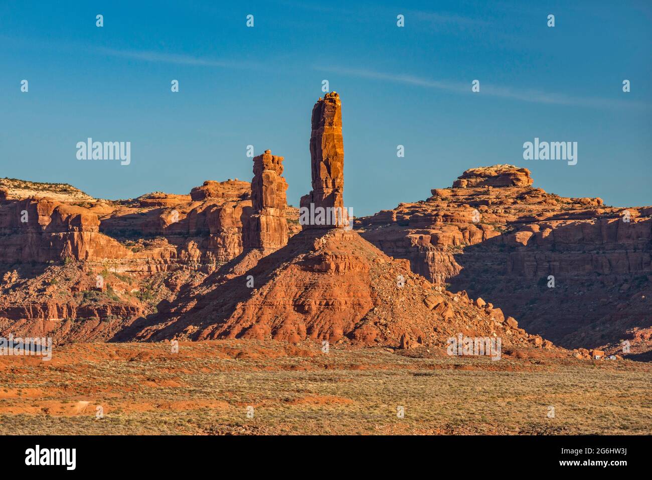 Sandsteinpfeifen im Valley of the Gods, Bears Ears National Monument, Utah, USA Stockfoto