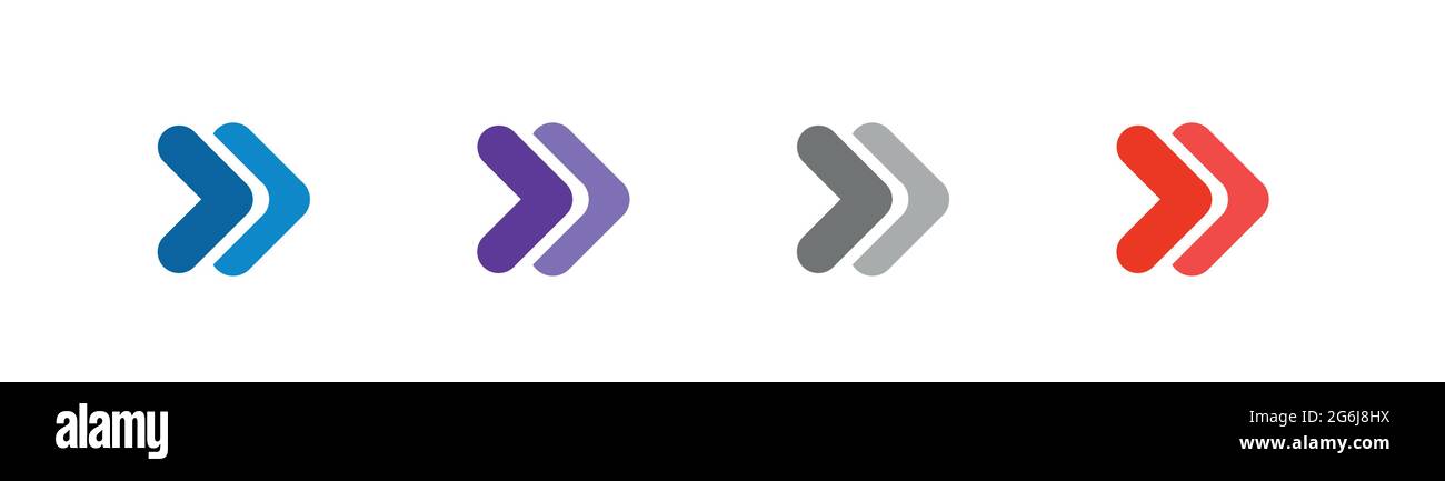 Bunte Pfeile Web-Sammlung auf weiß. Moderne grafische Richtungszeichen Computerbildschirm Pfeile Stock Vektor