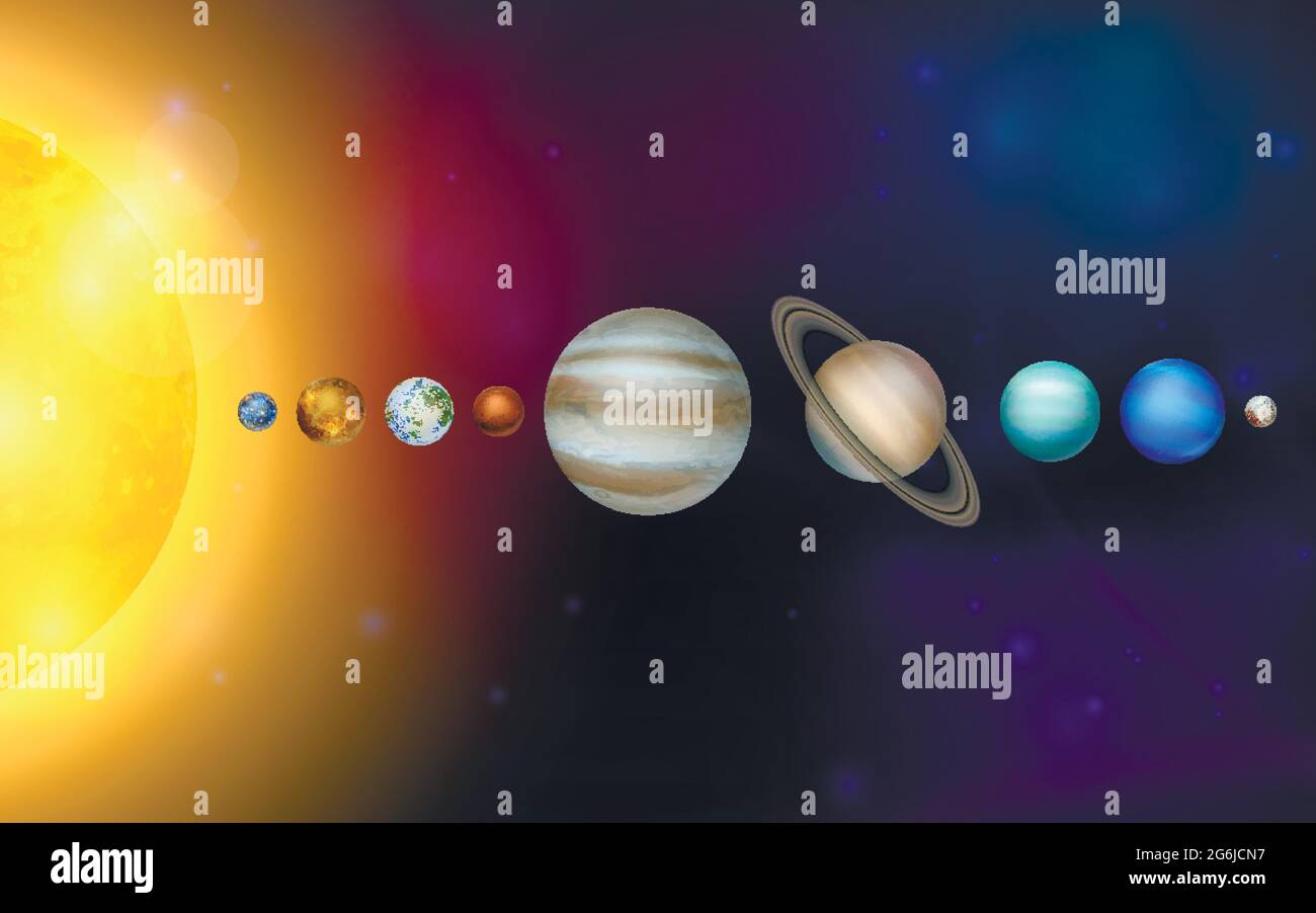 Planeten des Sonnensystems. Vektor 3d realistischer Weltraum-Planet in Space Starry Sky gesetzt. Galaxie, Astronomie, Weltraumforschung Konzept Stock Vektor Planeten des Sonnensystems. Vektor 3d realistischer Weltraum-Planet in Space Starry Sky gesetzt. Galaxie, Astronomie, Weltraumforschung Konzept Stock Vektor