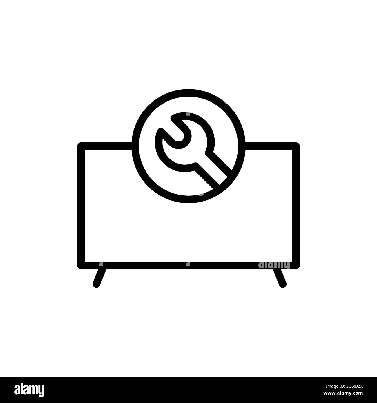 Symbol für die Farblinie des fernsehers reparieren. Handwerker-Service. Isoliertes Vektorelement. Skizzieren Sie das Piktogramm für Webseite, mobile App, Promo Stock Vektor