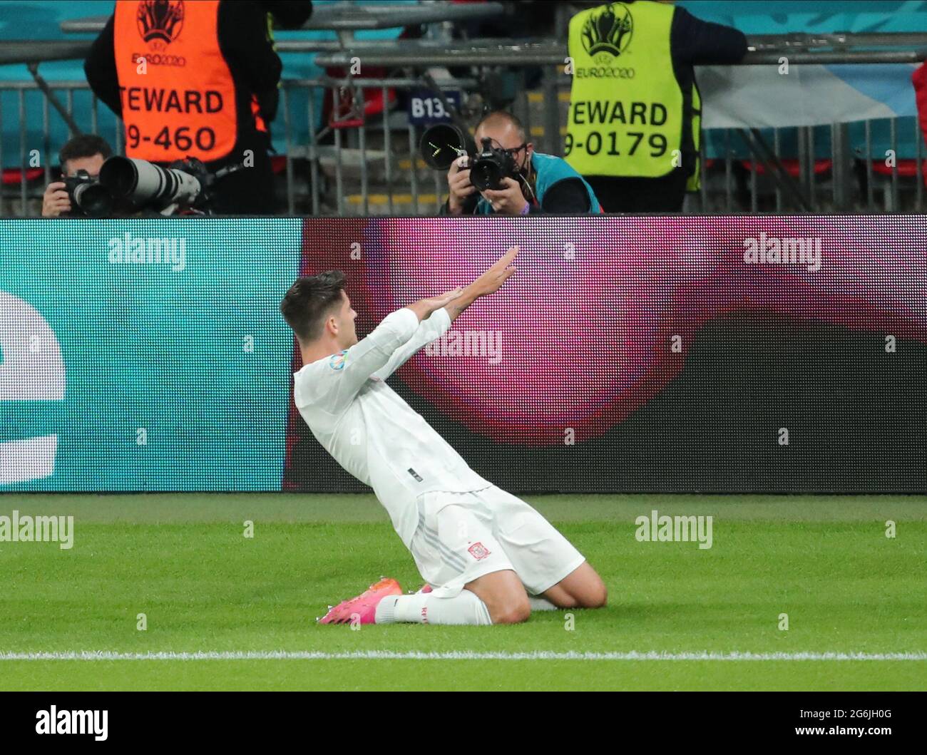 ALVARO MORATA FEIERT EQUALIZER, ITALIEN V SPANIEN, 2021 Stockfoto