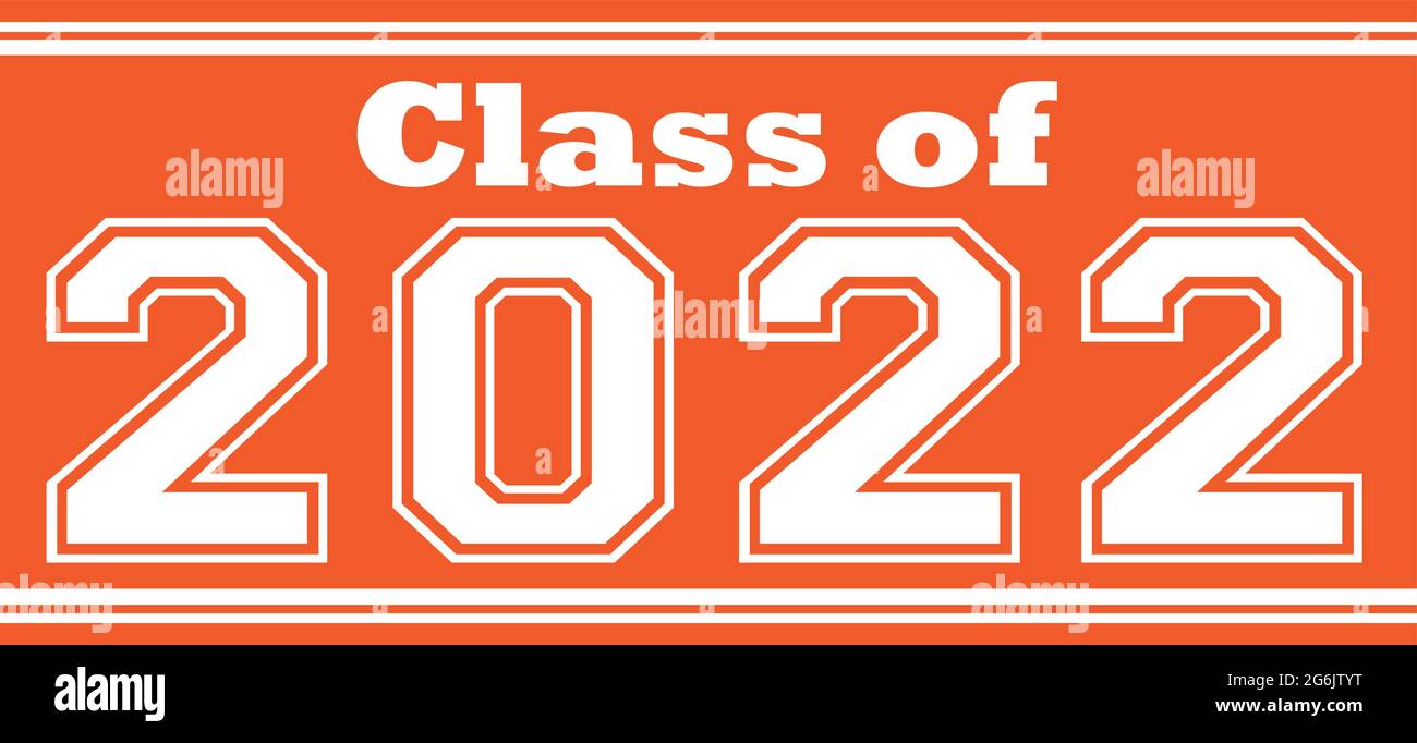 Banner der Klasse 2022 mit orangefarbenem Hintergrund Stock Vektor
