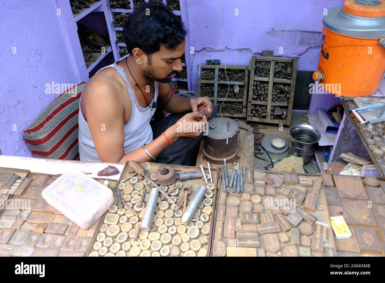 India Agra - Old City Handwerkskunst-Geschäft Stockfoto