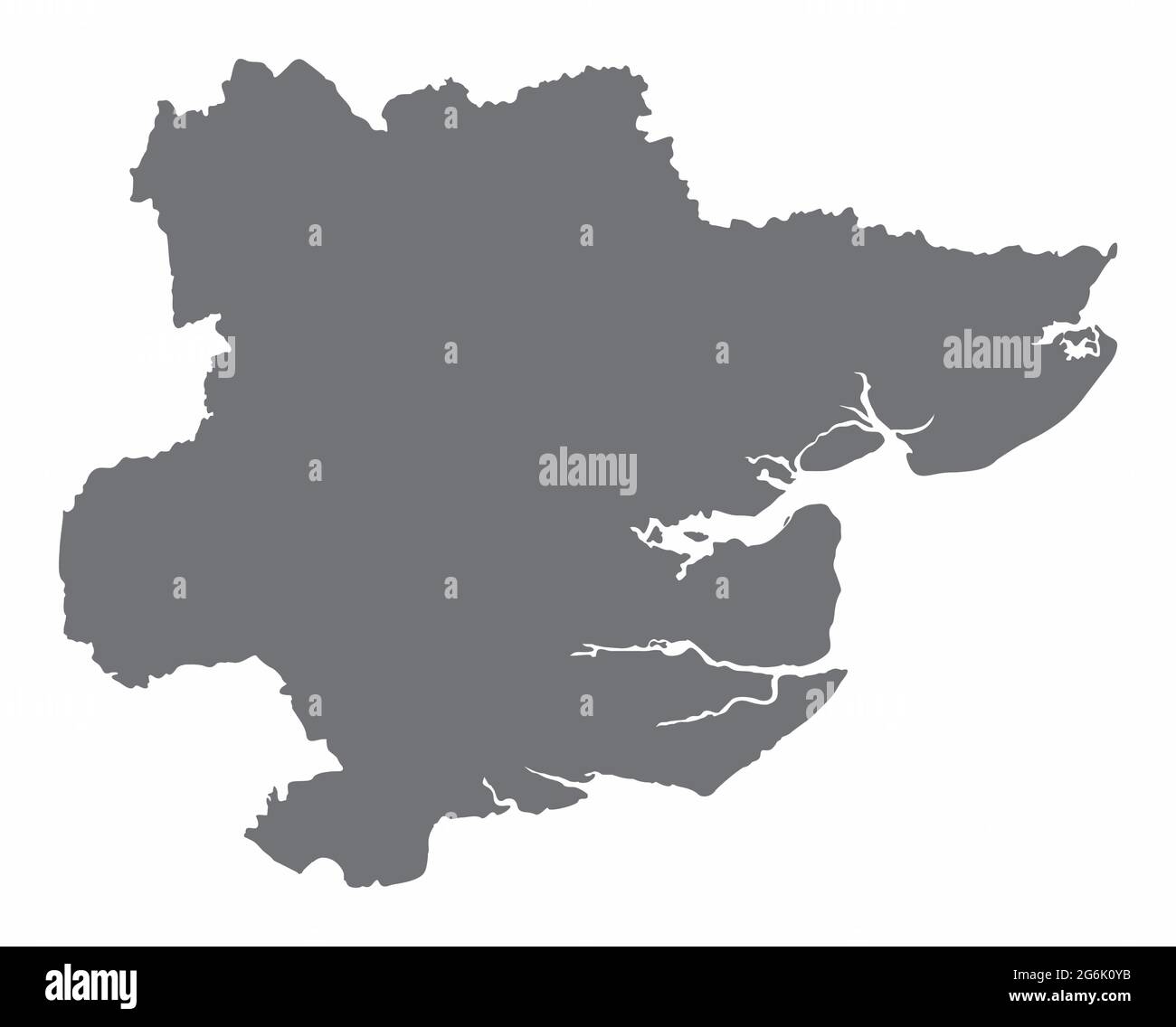 Die Silhouette der Grafschaft Essex ist isoliert auf weißem Hintergrund, England Stock Vektor
