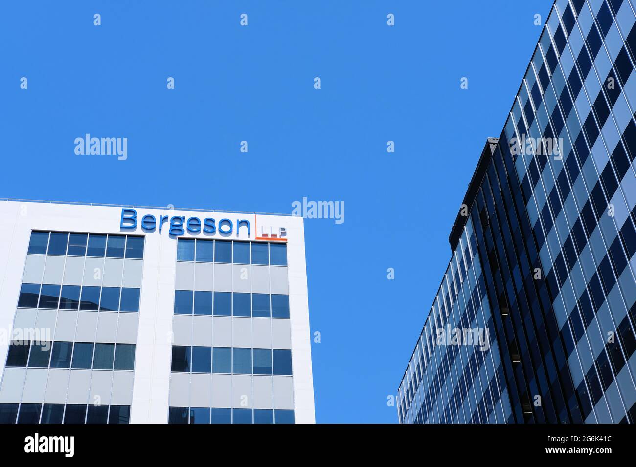 Außenansicht von Bergeson LLP in der Innenstadt von San Jose, Kalifornien; eine im Jahr 1990 gegründete Anwaltskanzlei im Silicon Valley. Stockfoto