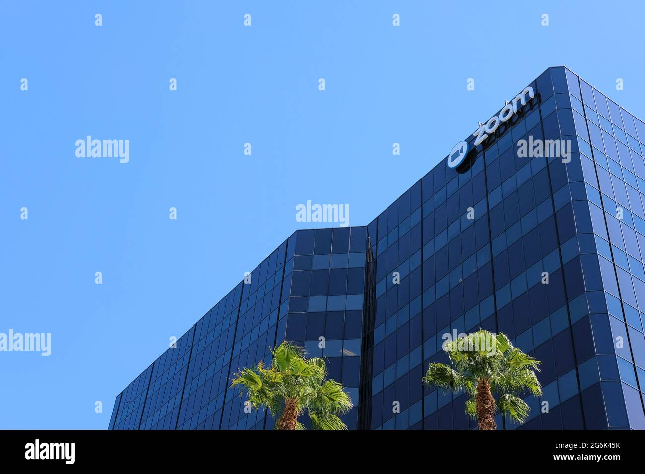 Zoom Video Communications, Inc., Hauptsitz in San Jose, Kalifornien; Anbieter von Kommunikationstechnologie, Videotelefonie und Online-Chat-Diensten. Stockfoto