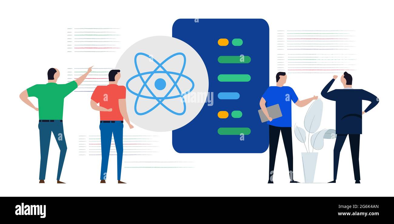 React js javascript Moderne Programmiersprache für die Geschwindigkeit der Website-Framework-Technologie Zeile des Codes Stock Vektor