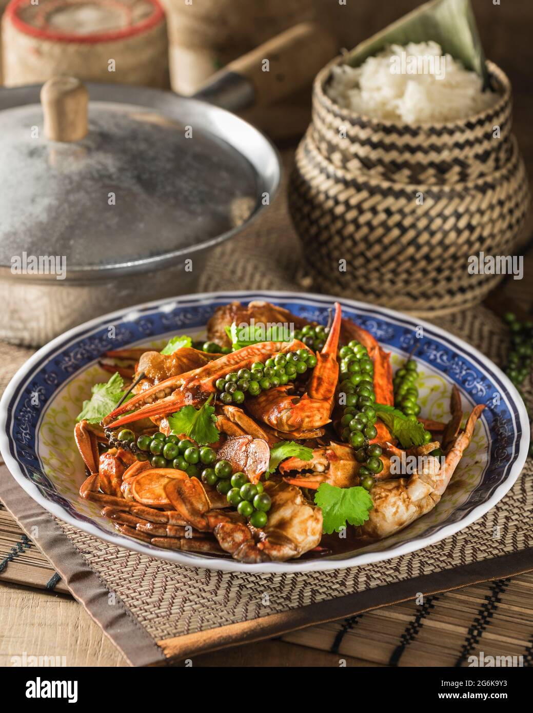 Kampot-Krabbe. Pfefferkrabbe. Südostasien Kambodscha Essen Stockfoto
