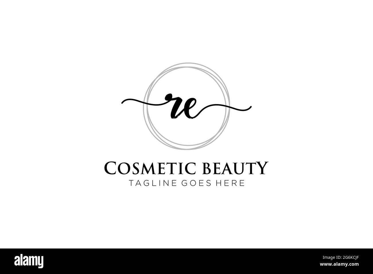 RE feminine Logo Schönheit Monogramm und elegantes Logo-Design, Handschrift Logo der ursprünglichen Signatur, Hochzeit, Mode, Blumen und botanischen mit kreativen Stock Vektor