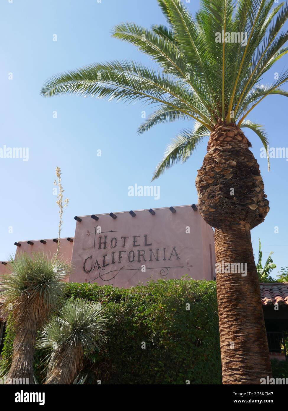 Palm Springs, California, USA 24. Juni 2021 EINE allgemeine Sicht auf die Atmosphäre des Hotels California am 424 E. Palm Canyon Drive am 24. Juni 2021 in Palm Springs, Kalifornien, USA. Foto von Barry King/Alamy Stockfoto Stockfoto