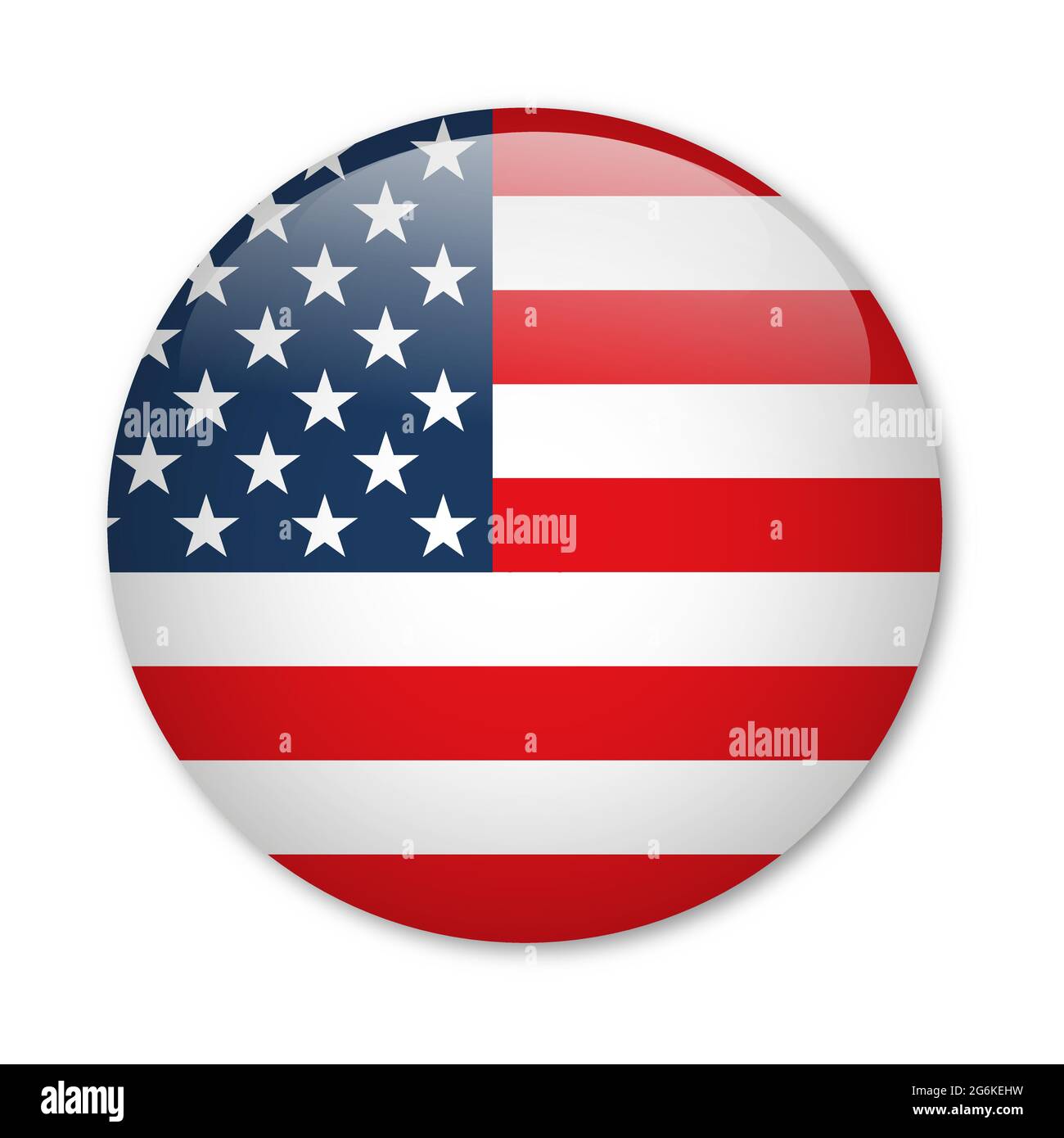 Schaltfläche „Usa Flag Glossy“. Vektorgrafik Stock Vektor
