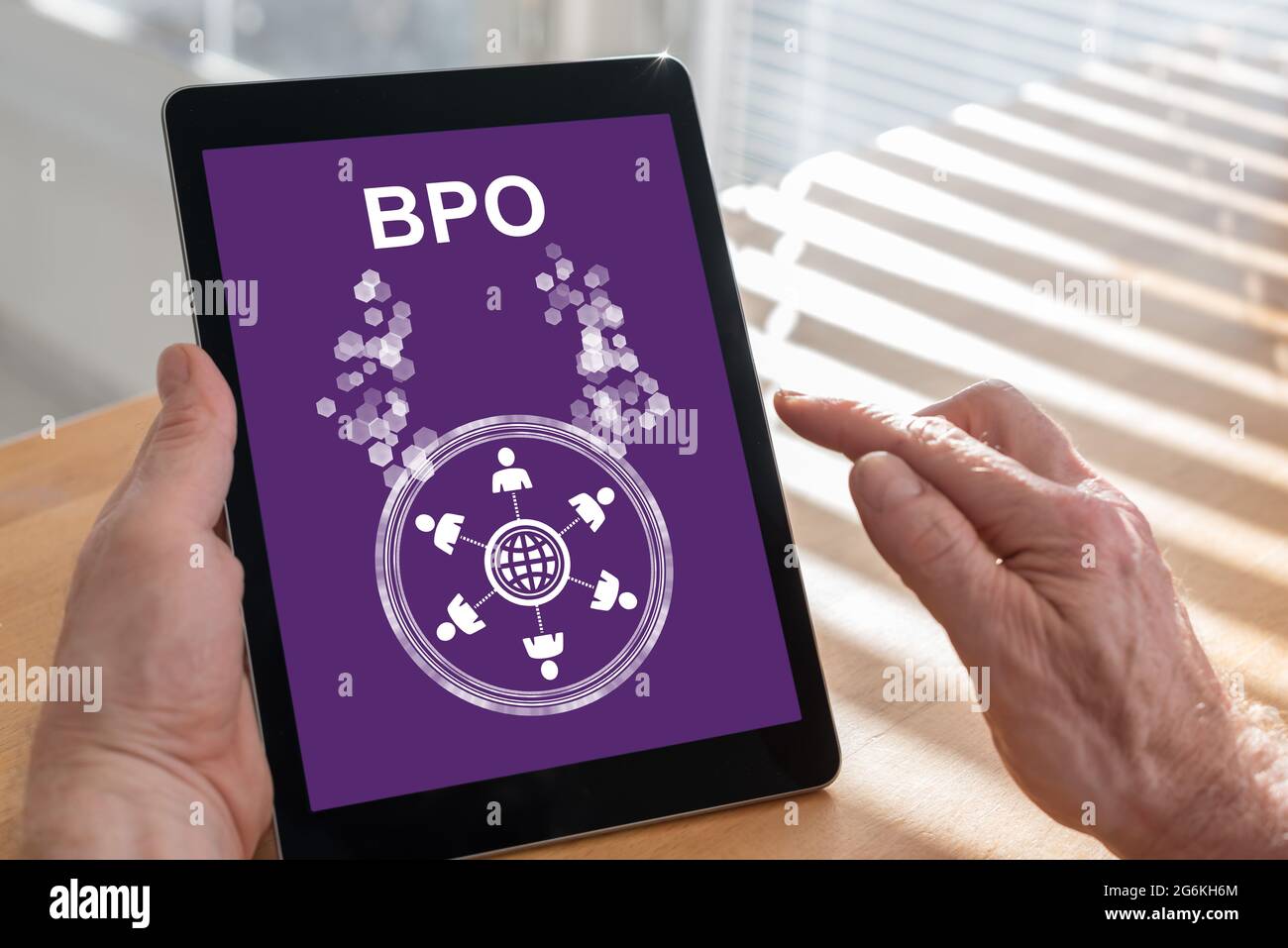 Tablet-Bildschirm mit einem bpo-Konzept Stockfoto