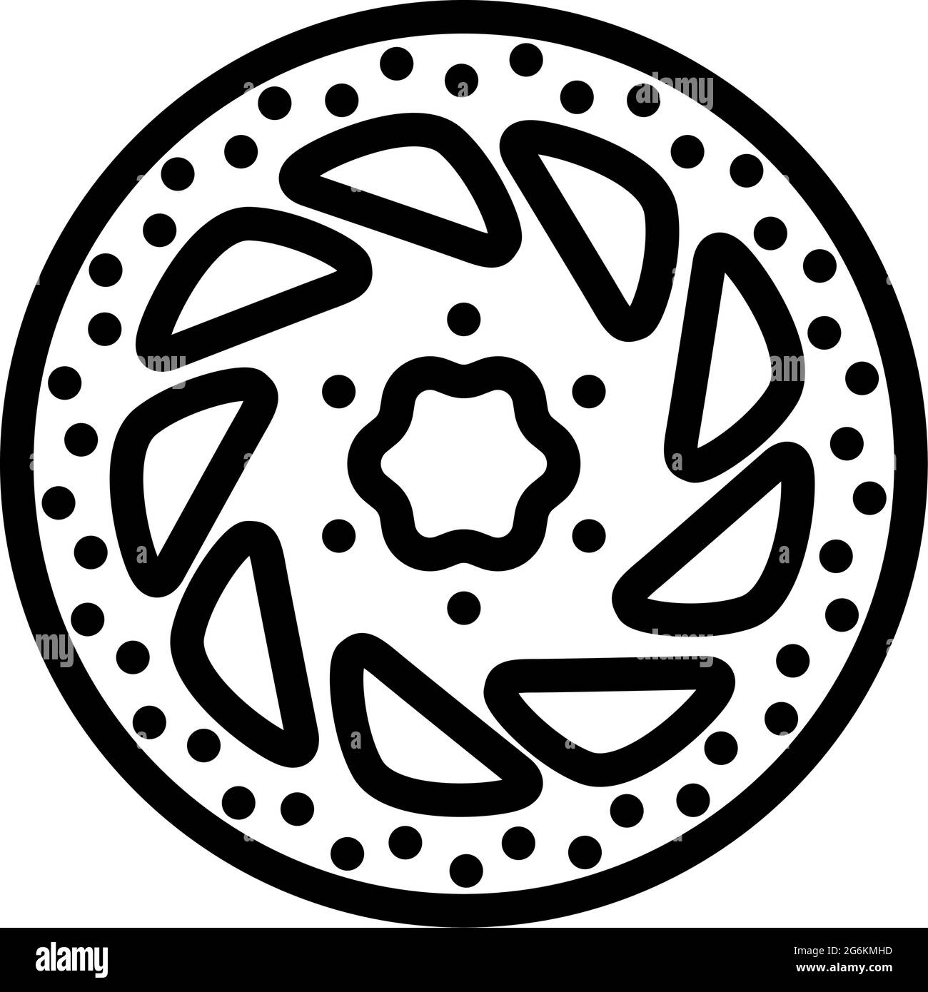 Symbol Für Die Bremsscheibe Des Fahrrads. Auffälliges Design mit bearbeitbarer Konturbreite. Vektorgrafik. Stock Vektor