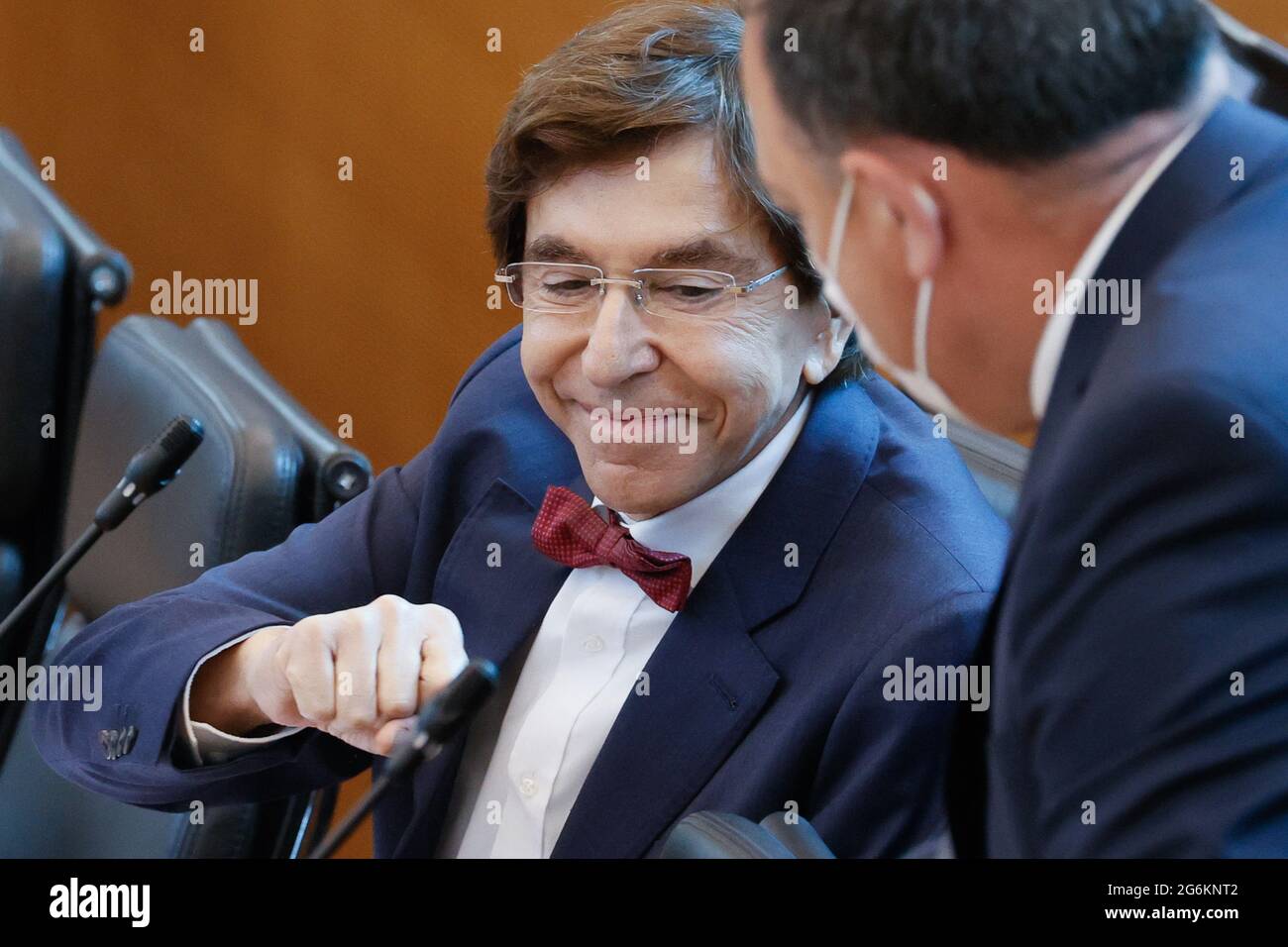 Der Präsident des wallonischen Ministers Elio Di Rupo im Bild während einer Plenarsitzung des wallonischen Parlaments in Namur am Mittwoch, den 07. Juli 2021. BELGA FOTO BRUN Stockfoto