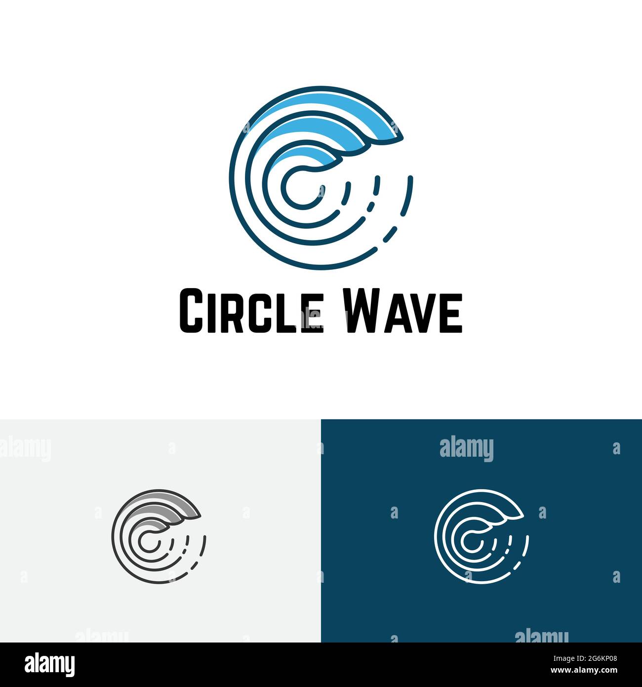 C Buchstabendesign Kreis Welle Meer Ozean Linie Logo Stock Vektor