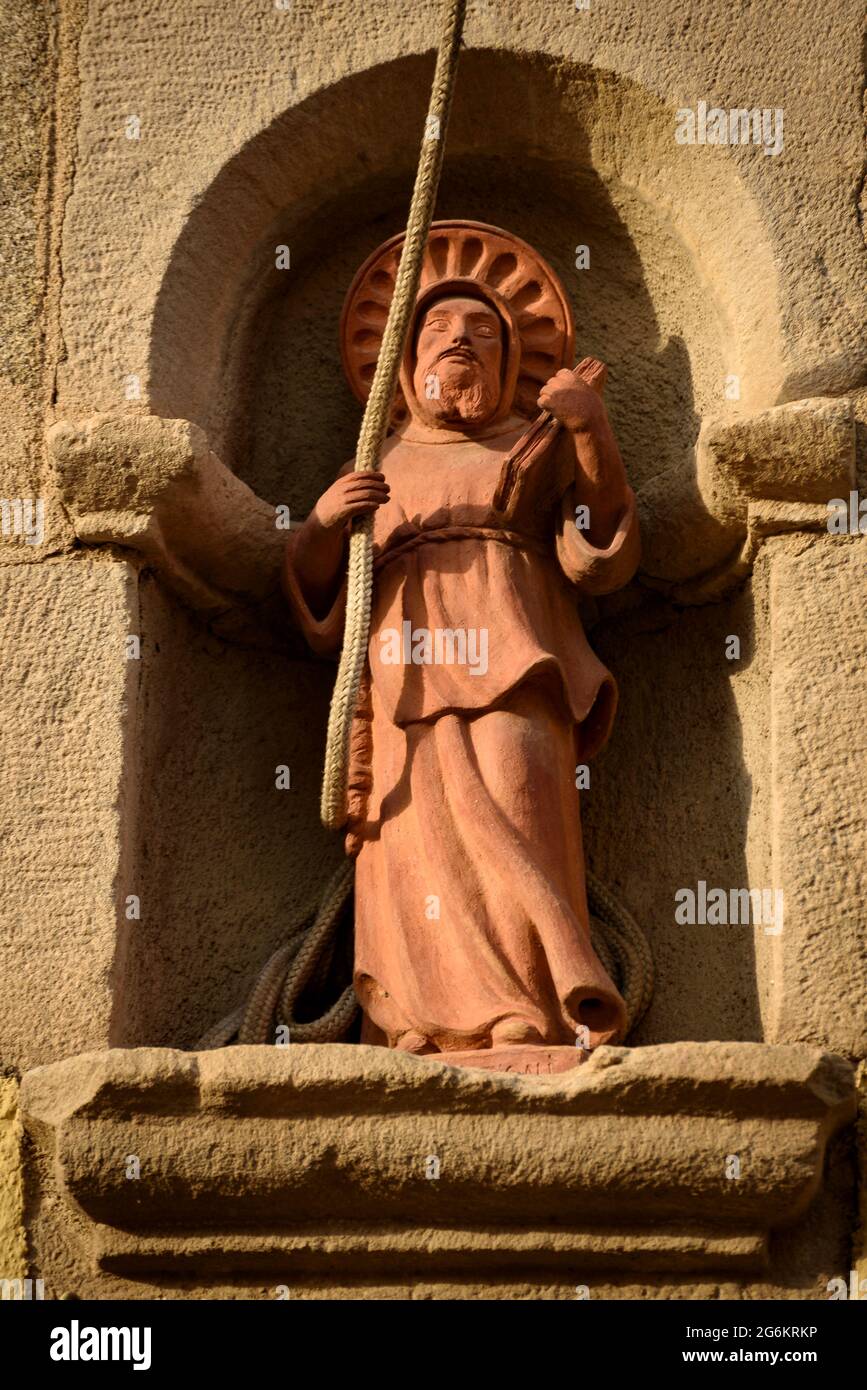 Detail der Fassade des Tourismusbüros Sant Celoni (altes Krankenhaus) (Vallès Oriental, Barcelona, Katalonien, Spanien) Stockfoto