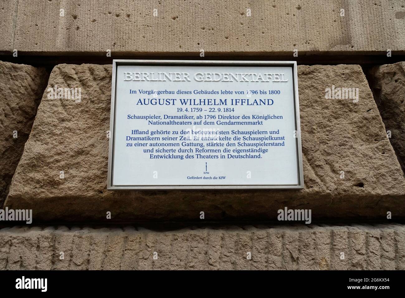Gedenktafel von August Wilhelm Iffland, Berlin, Deutschland Stockfoto