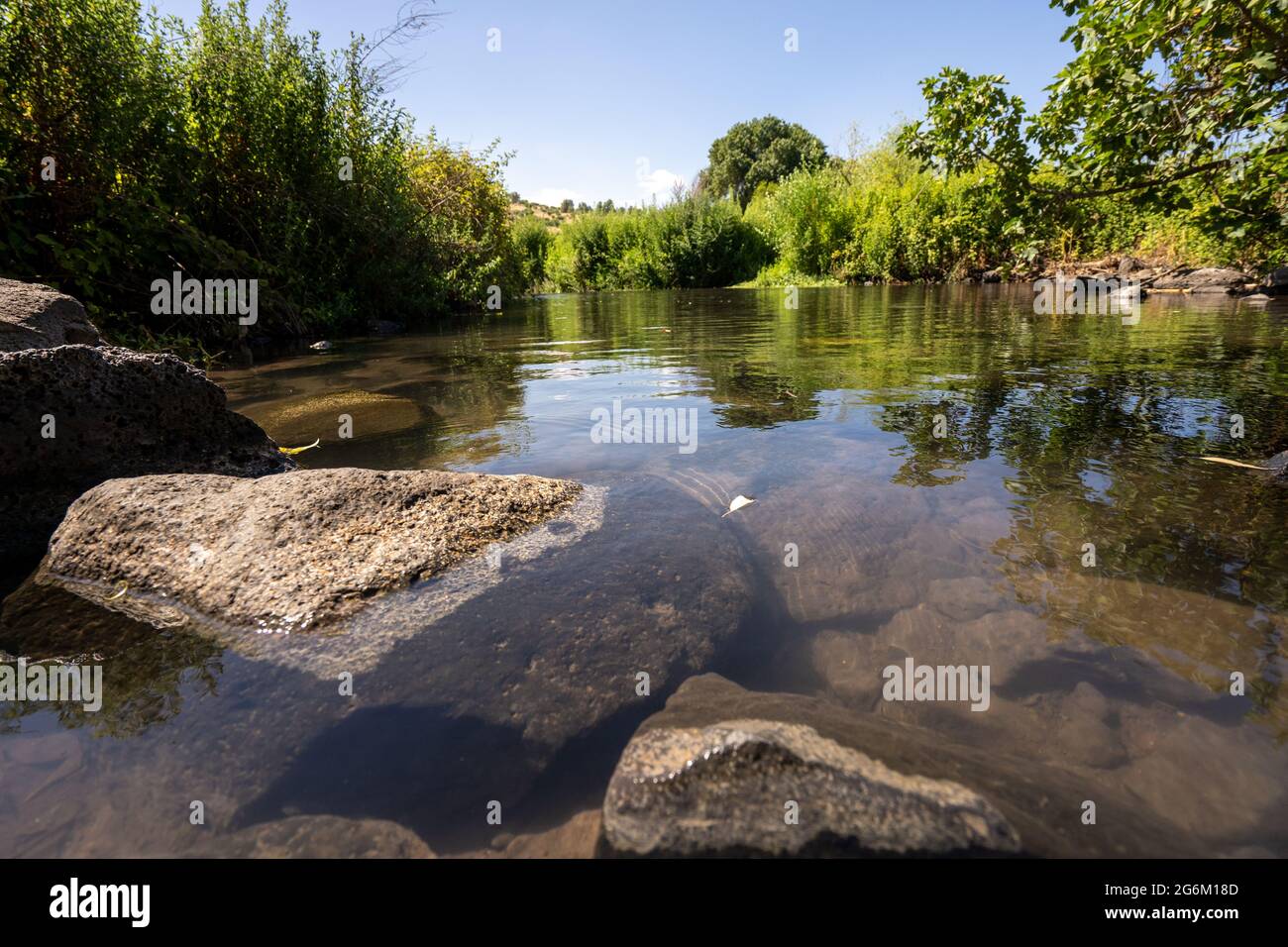 Ein Tina (AKA ein Notera) eine natürliche Wasserquelle in den Golanhöhen, Israel. Der größte Teil des Wassers wird von lokalen Bauern und Kibbuzim für irrig gesammelt Stockfoto