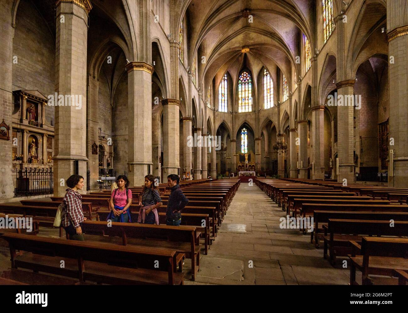 Besichtigung der gotischen Kathedrale von La Seu de Manresa (Bages, Barcelona, Katalonien, Spanien) ESP: Visita al interior de la catedral de Manresa (España) Stockfoto