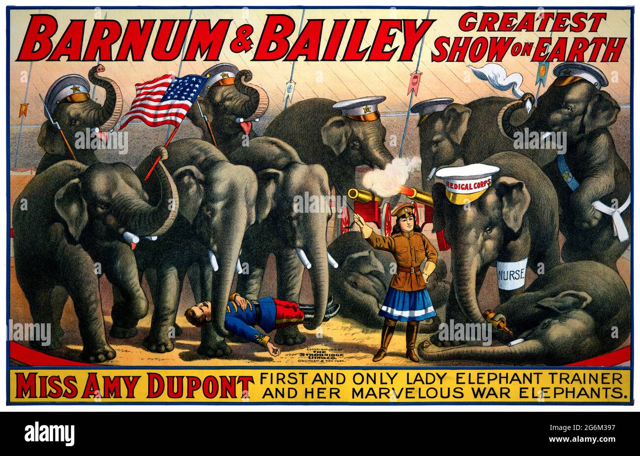Barnum & Bailey Greatest Show on Earth. Miss Amy Dupont. Restauriertes Vintage-Poster, das 1915 in den USA veröffentlicht wurde. Stockfoto