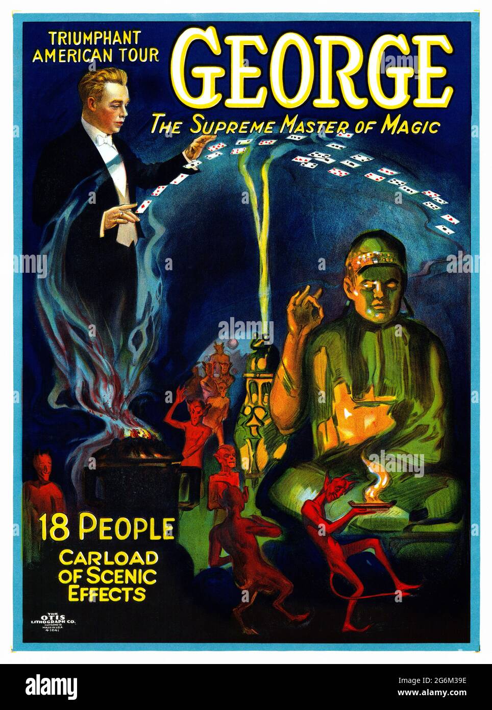 Triumrieine amerikanische Tour. George, der höchste Meister der Magie. Künstler unbekannt. Restauriertes Vintage-Poster, das 1920 in den USA veröffentlicht wurde. Stockfoto