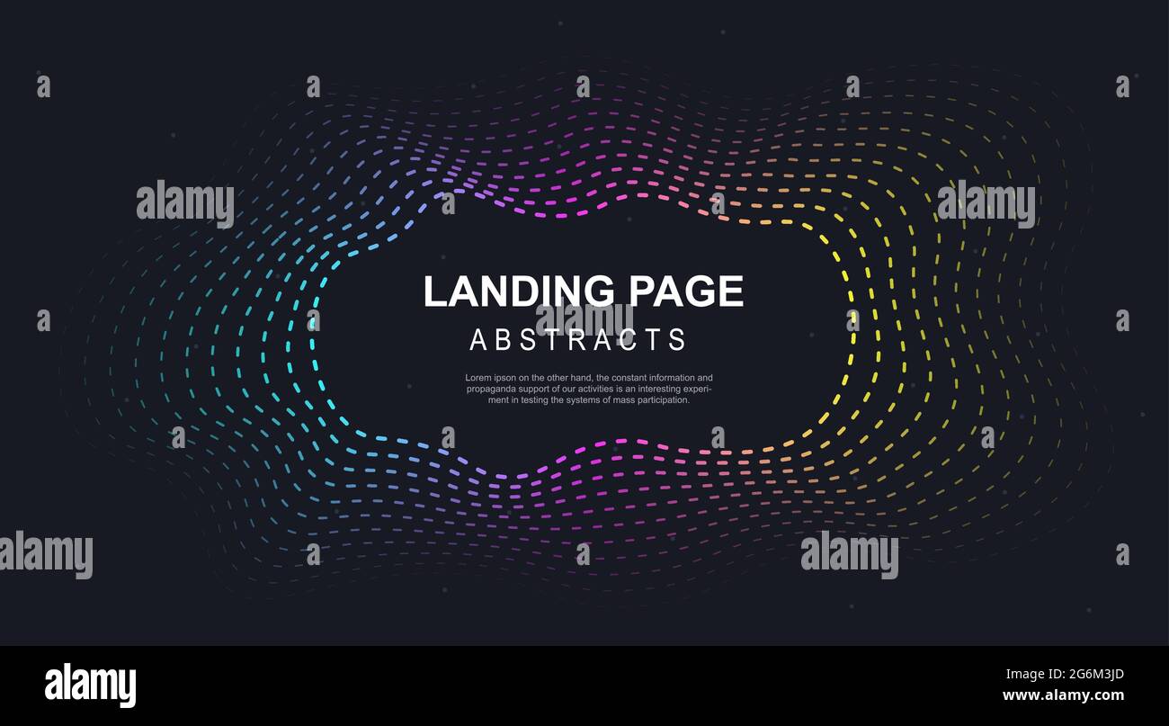 Abstraktes modernes grafisches Element. Farbenfrohe geometrische gepunktete kreisförmige Hintergrund. Dynamische farbige Formen und Wellen. Flüssige Zusammensetzung bilden. Gradient ab Stock Vektor