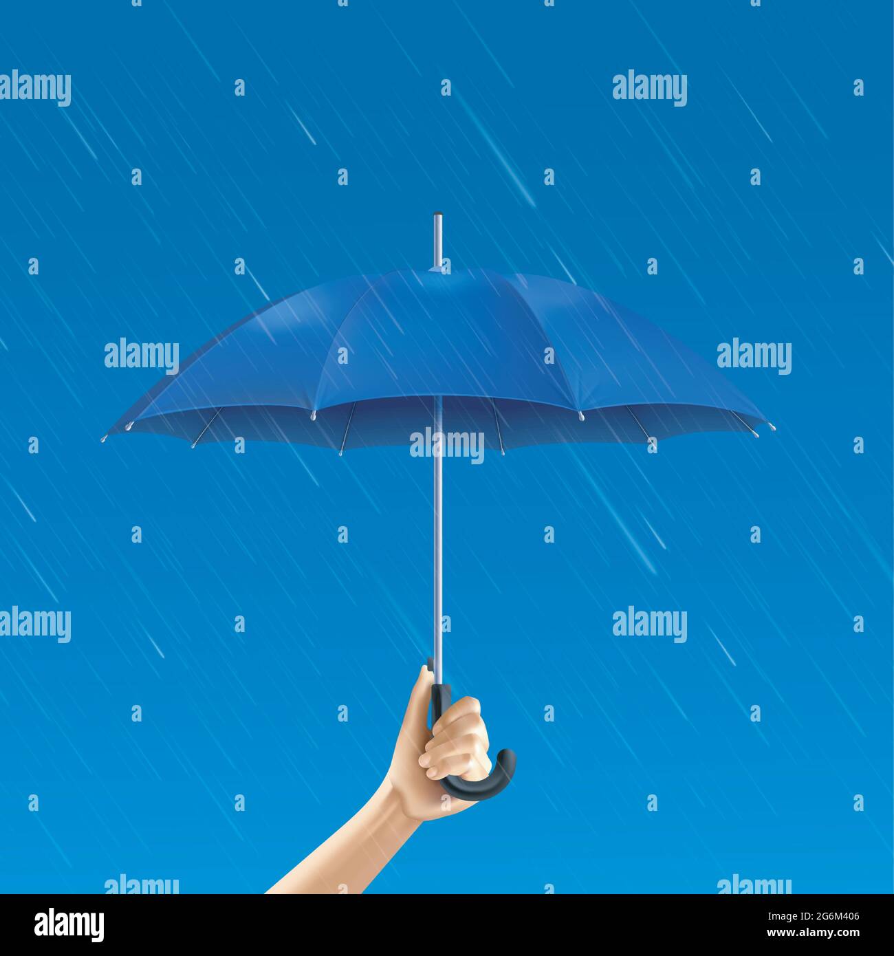 Blauer Regenschirm Regen. Stock Vektor