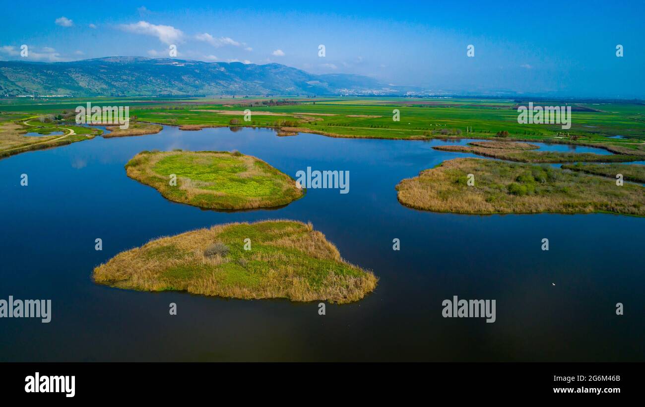 Erhöhte Ansicht des Hula-Tals, Galilee, Israel Stockfoto