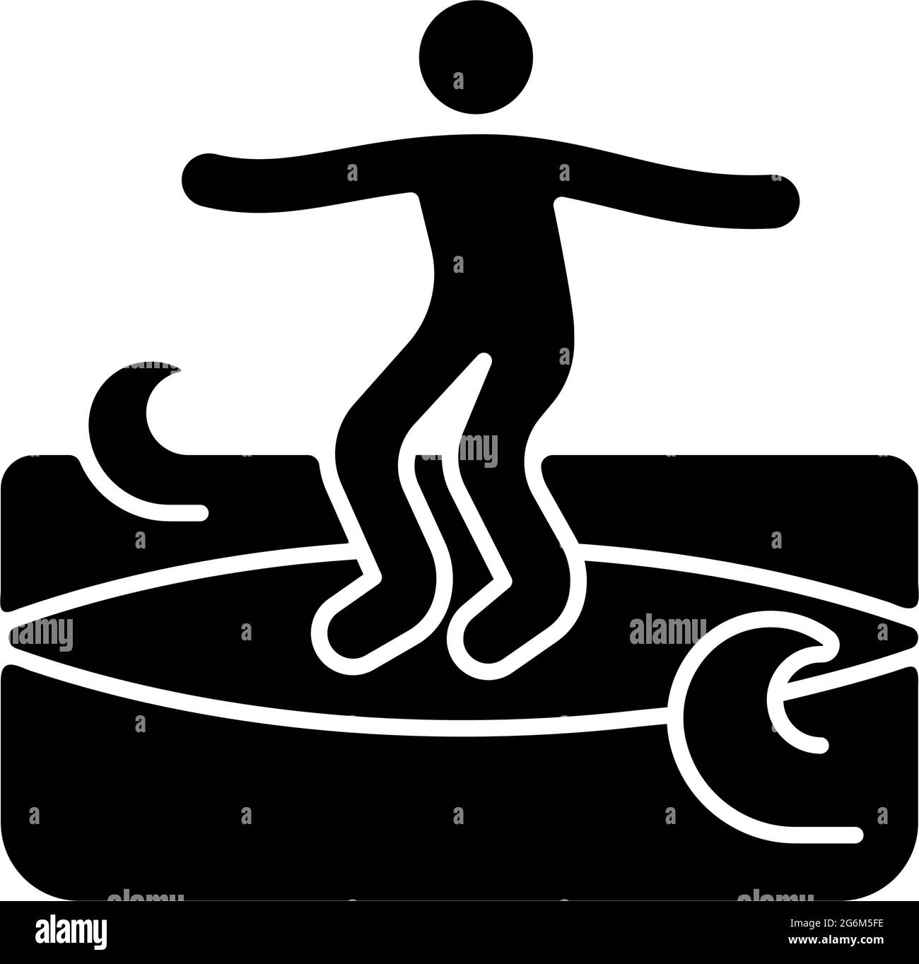 Krümelige Wellen surfen schwarzes Glyphen-Symbol Stock Vektor