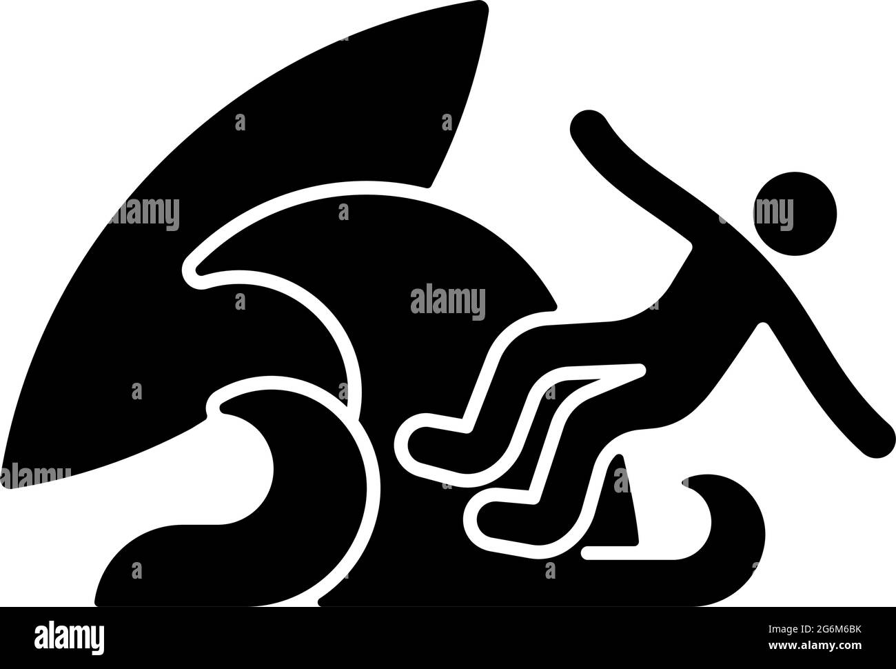 Schwarzes Glyphen-Symbol für die Surfwipeout-Funktion Stock Vektor