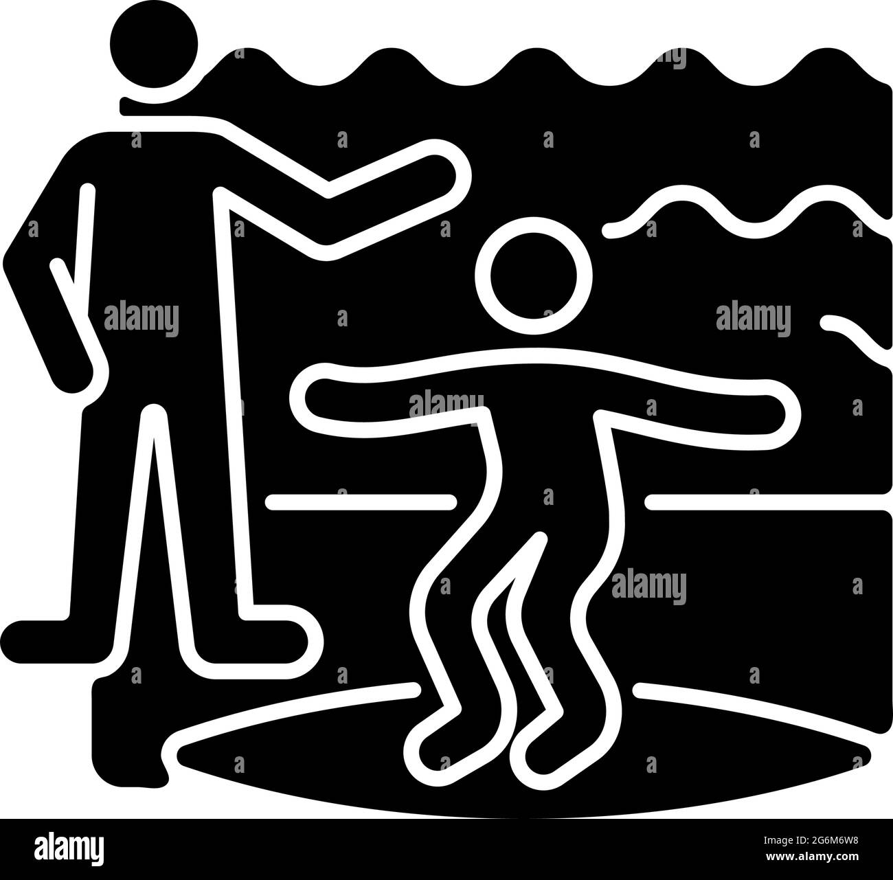 Surfunterricht schwarzes Glyphen-Symbol Stock Vektor