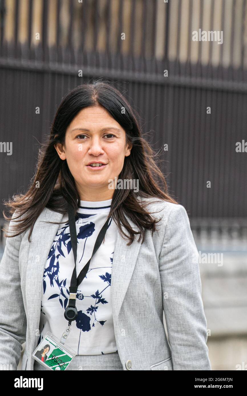 WESTMINSTER LONDON 7. Juli 2021. Lisa Nandy, Schattenministerin für auswärtige Angelegenheiten und Commonwealth-Angelegenheiten im Vereinigten Königreich und Labour-Abgeordnete für Wigan bei der Ankunft im Parlament. Credit amer Ghazzal/Alamy Live News Stockfoto