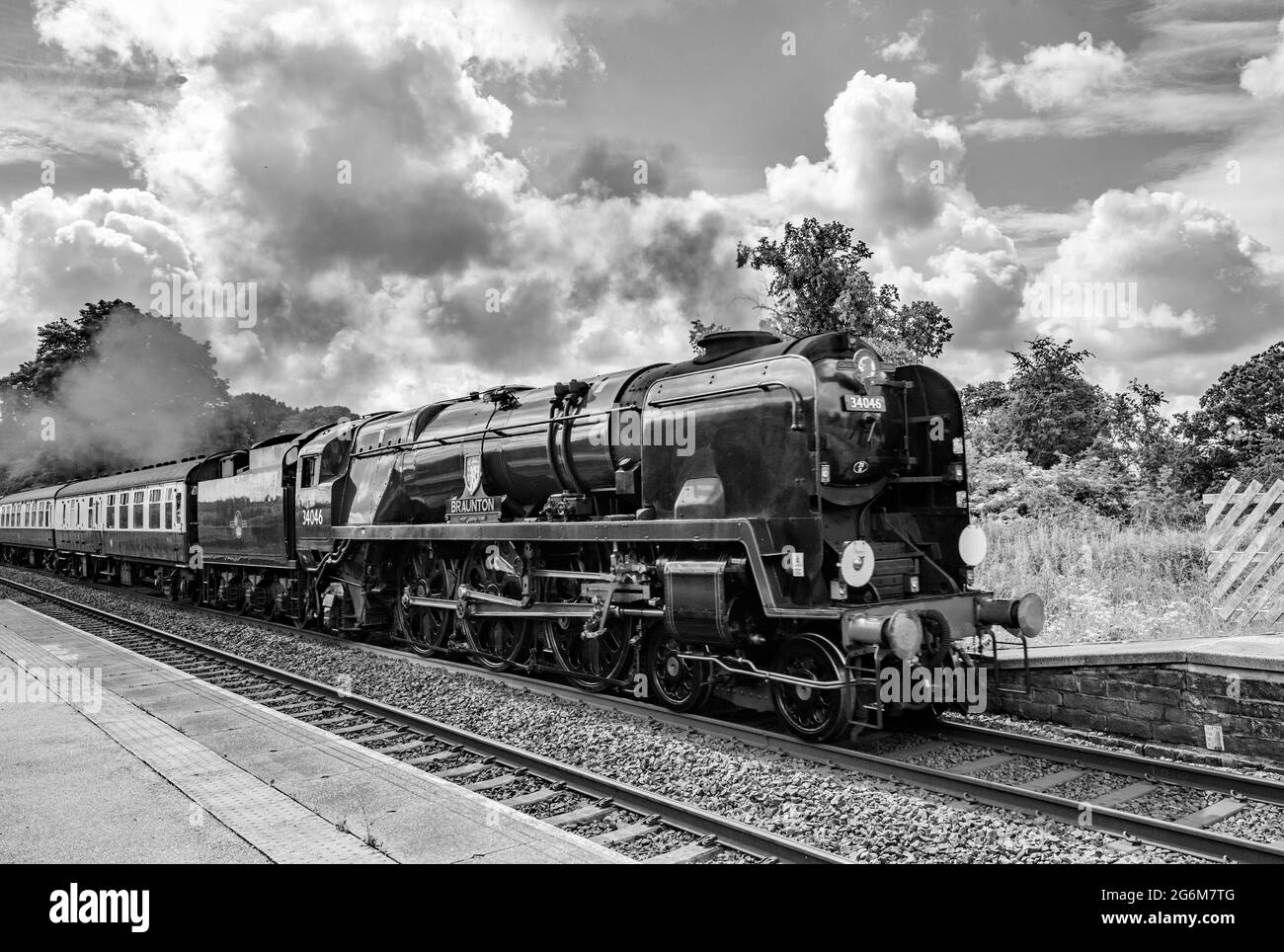 SR West Counry Class 21C146, Braunton (Dampflokomotive 34052) Stockfoto