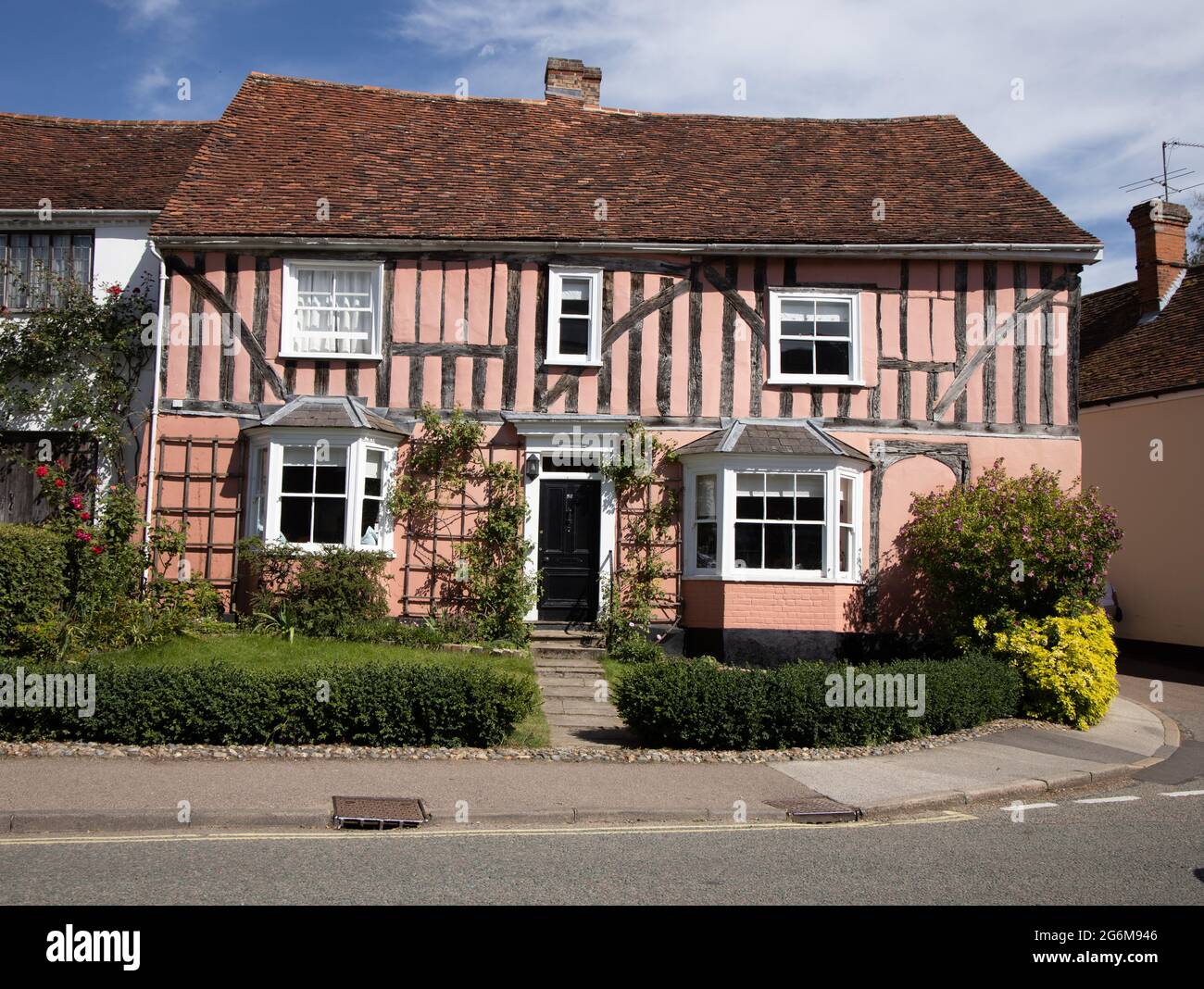 Großes Fachwerkhaus an der High Street in Lavenham Suffolk England Stockfoto Großes Fachwerkhaus an der High Street in Lavenham Suffolk England Stockfoto