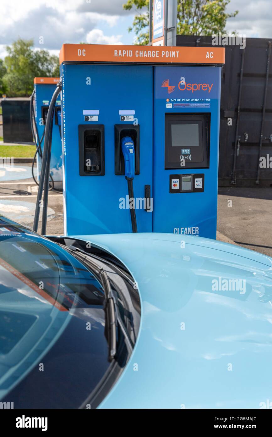 Osprey Rapid EV Charger, Clyde Retail Park, Glasgow Stockfoto