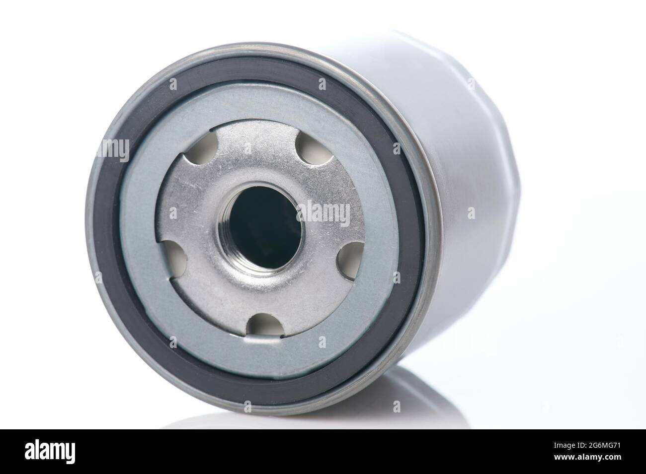 Metall neue Öl Auto Filter isometrisch isoliert auf Studio-Hintergrund Stockfoto