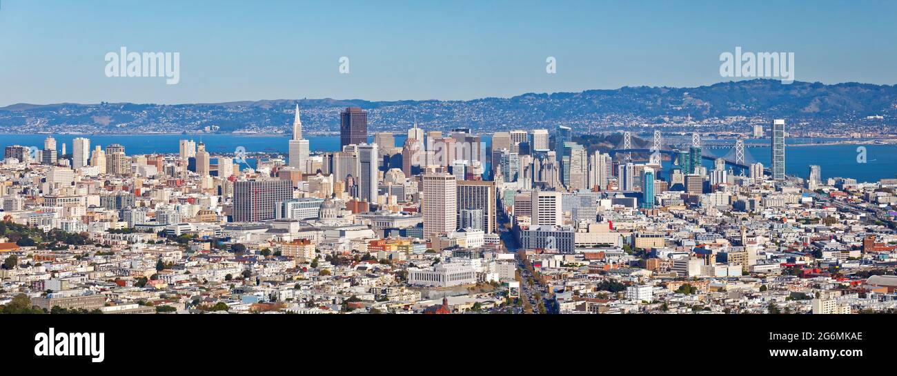 Panorama-Stadtbild von San Francisco an sonnigen Tagen, San Francisco, USA Stockfoto