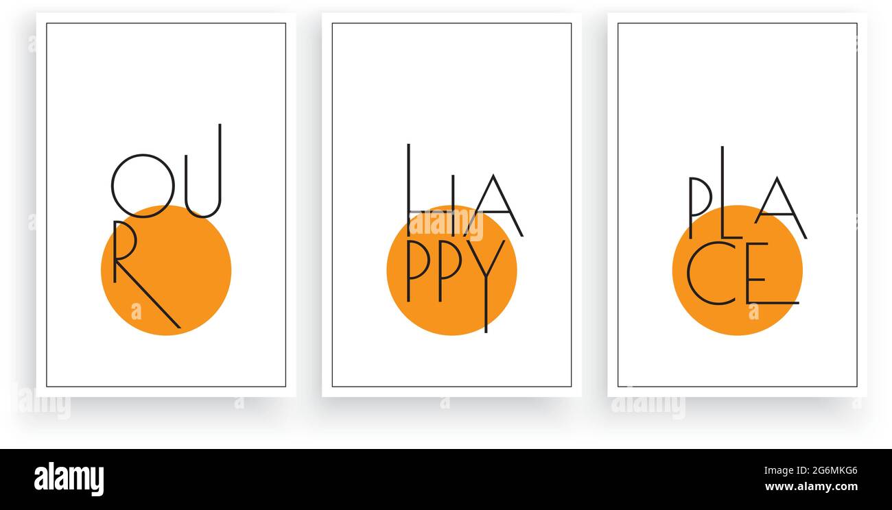 Unser Happy Place, modernes skandinavisches minimalistisches Wanddesign Stock Vektor