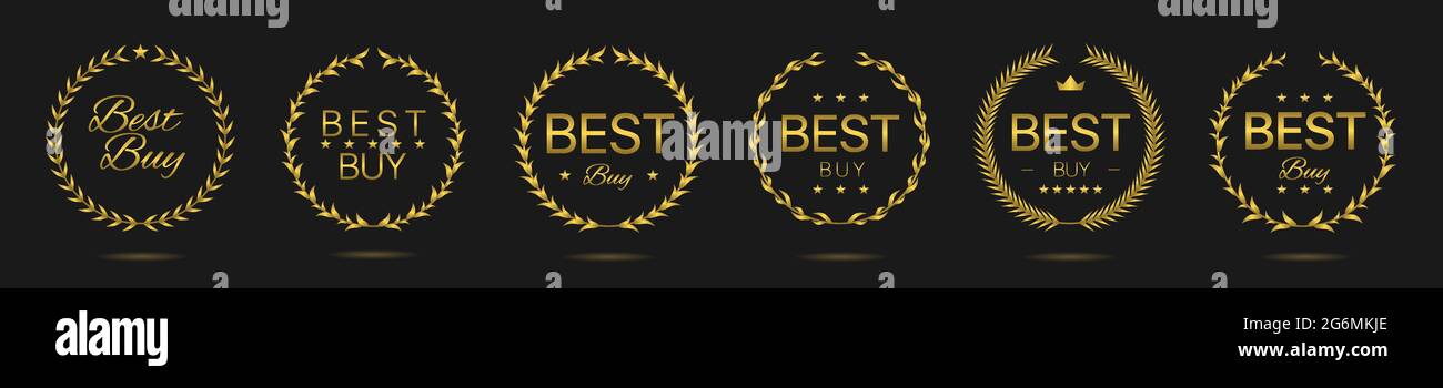 Best Buy Golden Lorbeerkranz Label-Set Stock Vektor